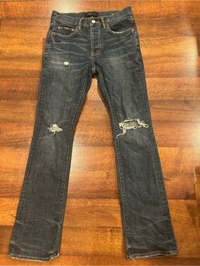 Purple Brand Jeans P004 Flare Distressed Dark Wash 31” Waist